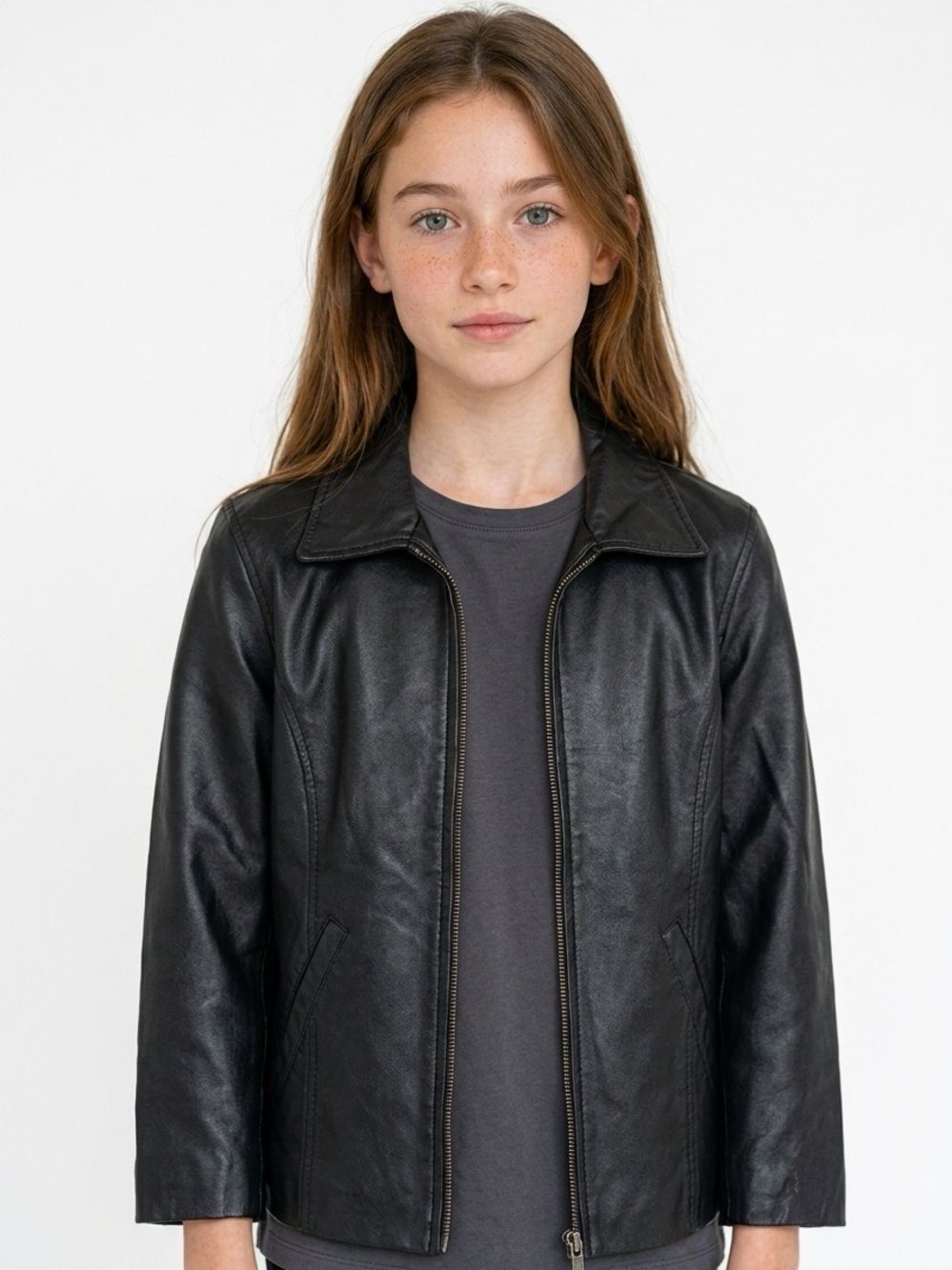 WILSONS LEATHER | Kids Black Leather Zip Front Jacket Youth Size Large